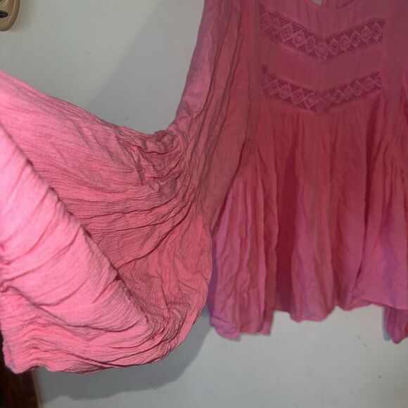 Scoop Women's Top XL-16-18 Pink  Long Sleeve Blouson Sleeve  NWT Ruffle Top - Picture 6 of 9